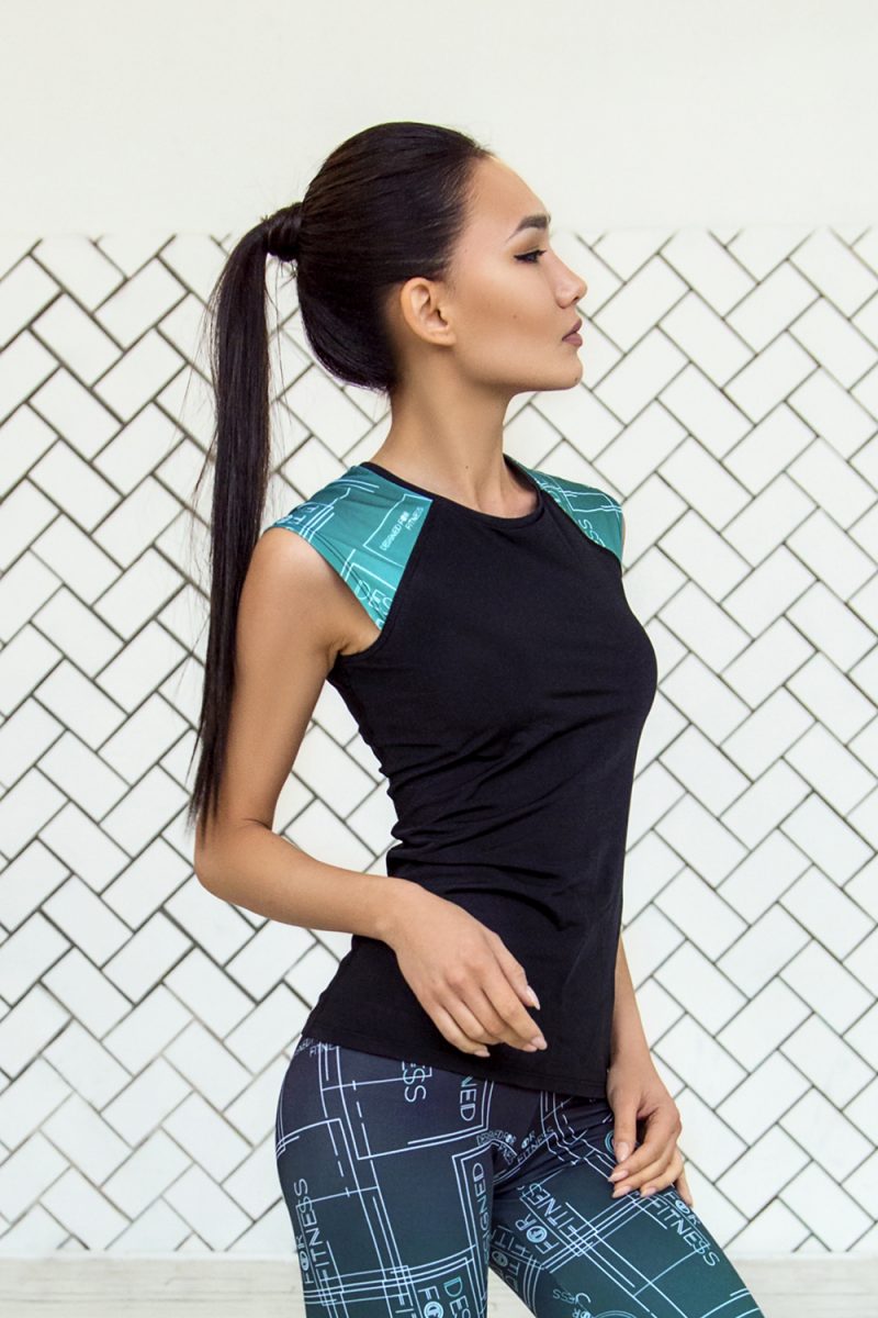 nuotrauka sportinių marškinėlių Gradient Mint šonu - Designed For Fitness